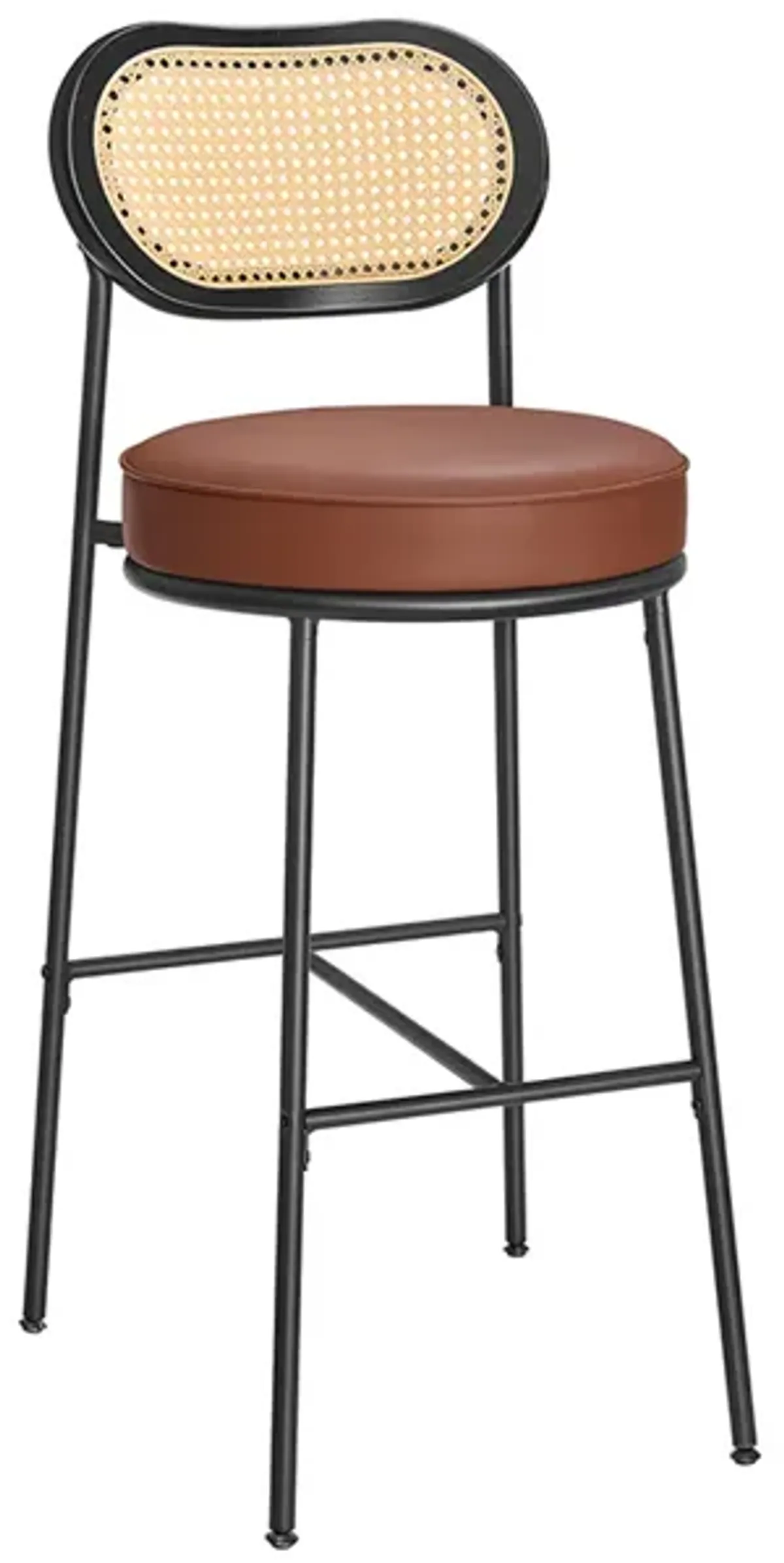 Bar Stools Set of 2, Bar Height Bar Stool with PE Rattan Back