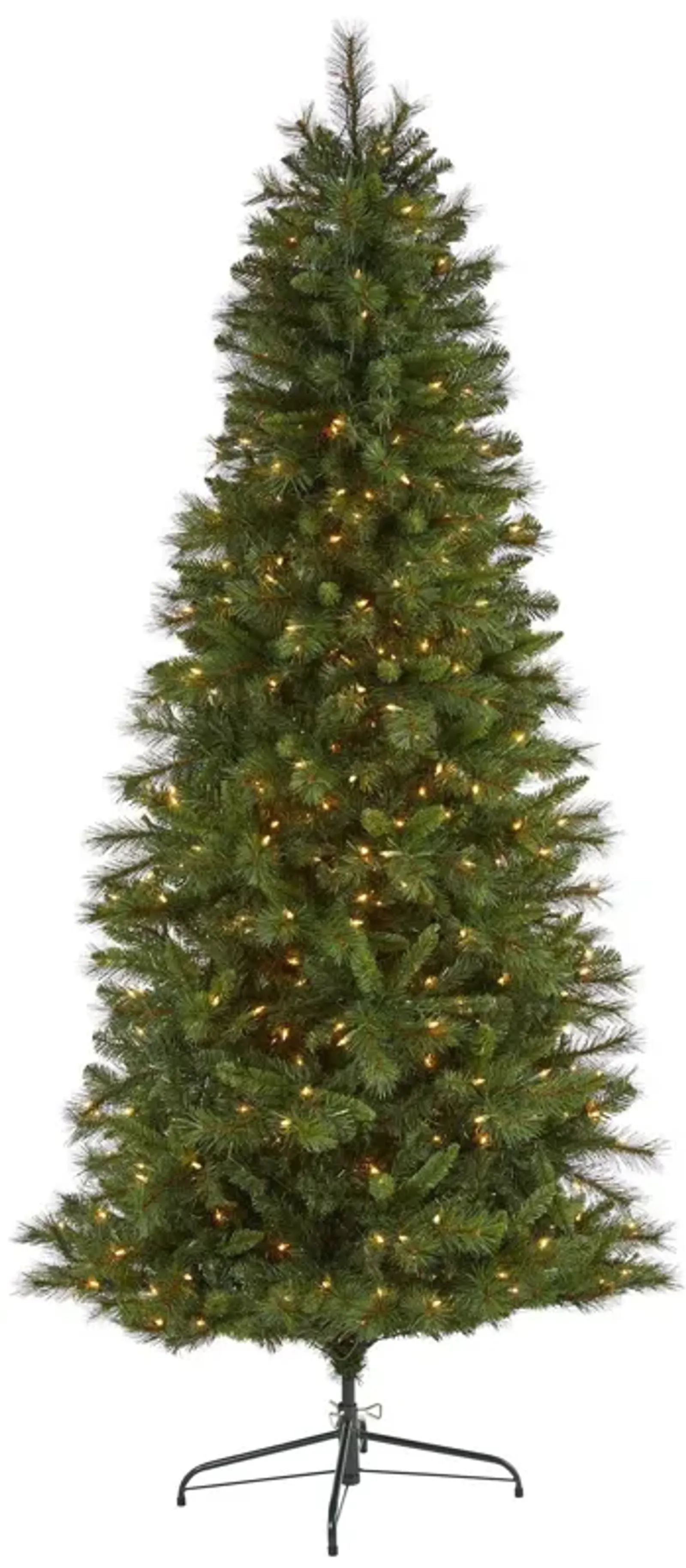 Nearly Natural Slim West Virginia Mountain Pine Artificial Christmas Tree with Clear Lights and Bendable Branches