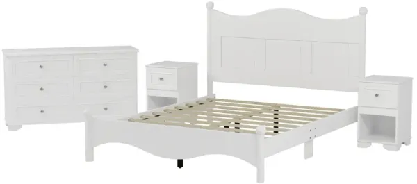 Merax Platform Bed with Nightstand and Dresser 4-Pieces Bedroom Sets