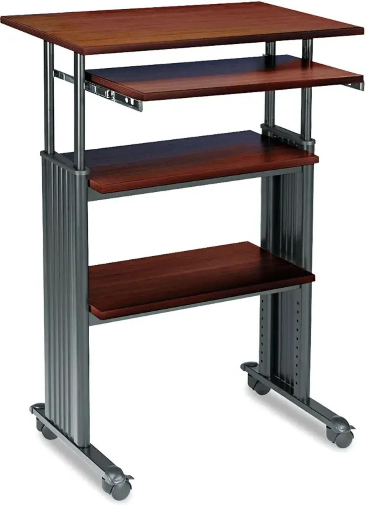 Hivvago Adjustable Height Stand Up Computer Desk Workstation in Cherry