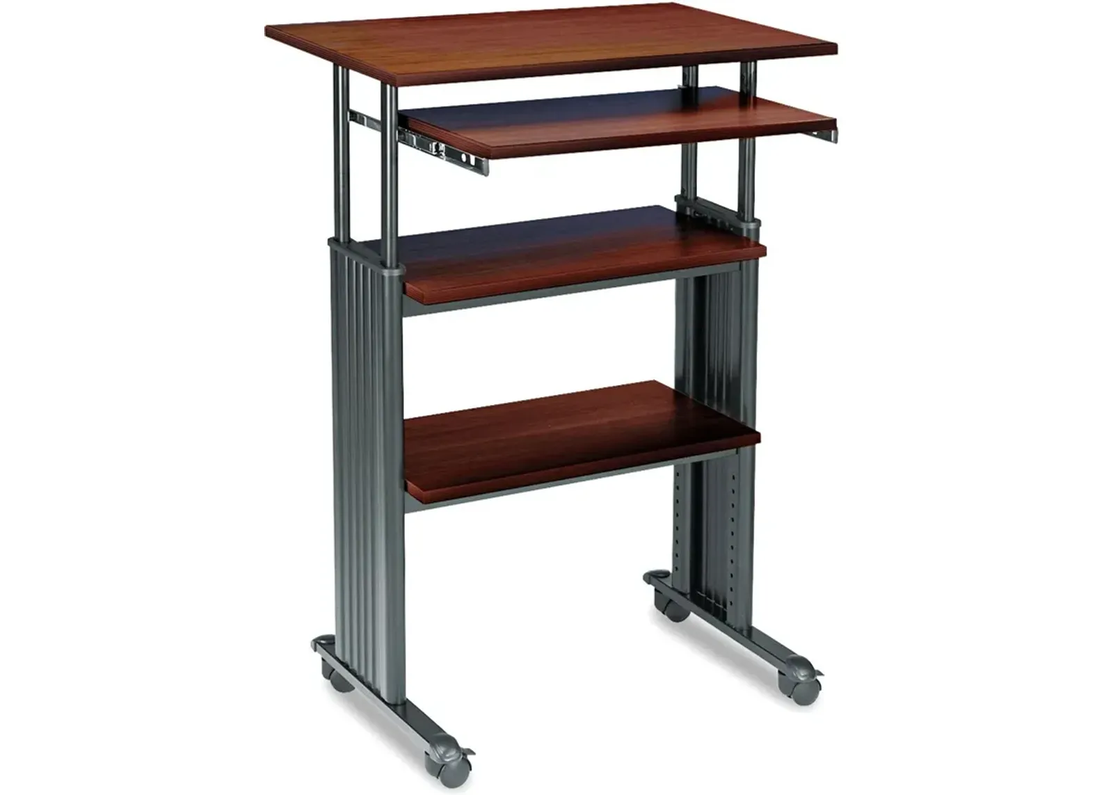 Hivvago Adjustable Height Stand Up Computer Desk Workstation in Cherry