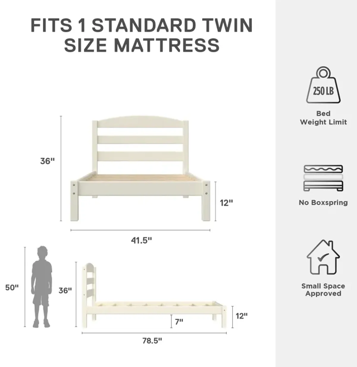 DHP Braylon Twin Bed, White