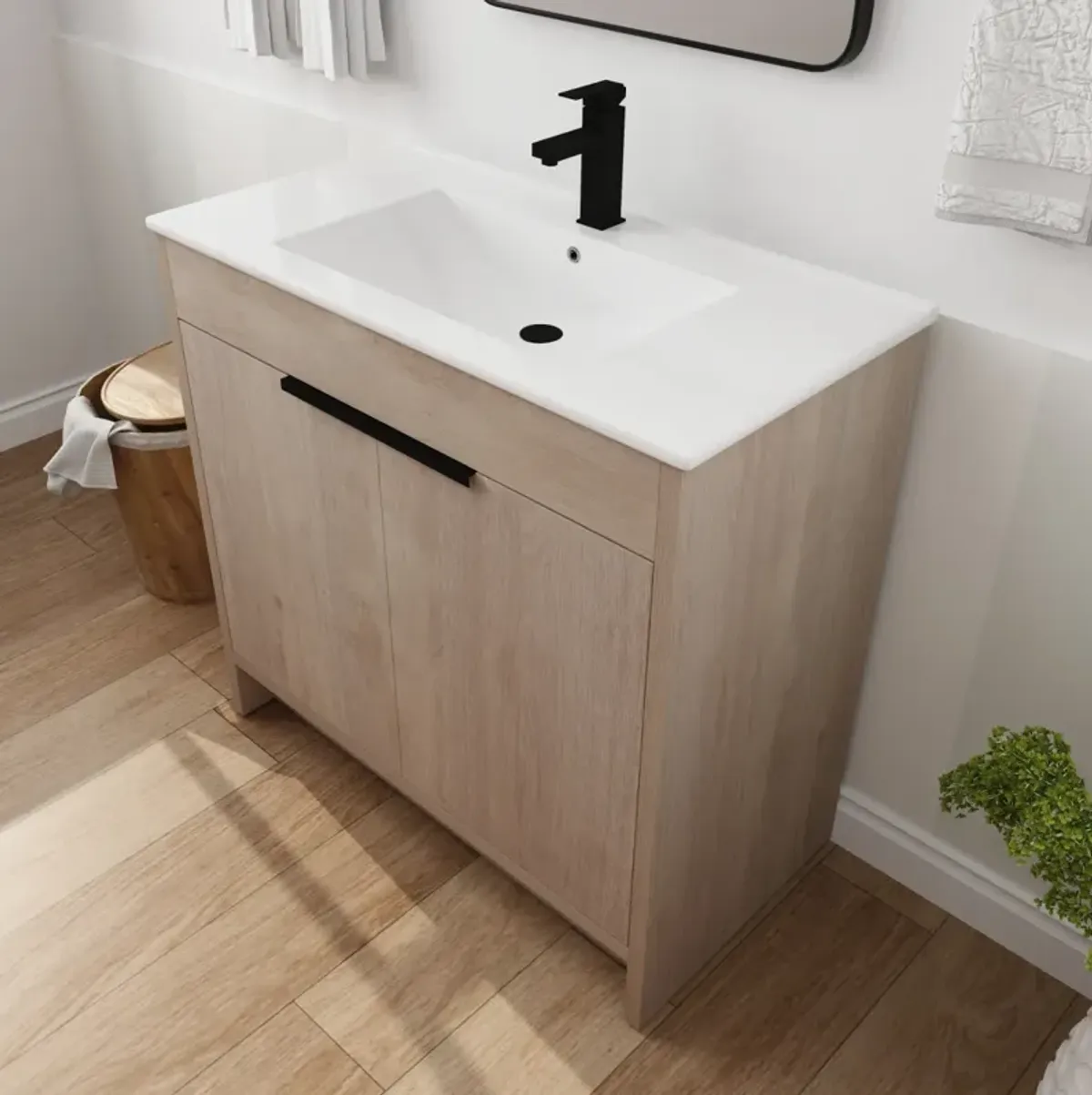 36 Inch Bathroom Vanity Plywood With 2 Drawers