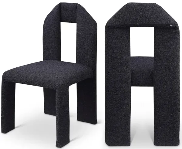 Meridian Furniture Bennett Black Boucle Fabric Dining Chair, Set of 2