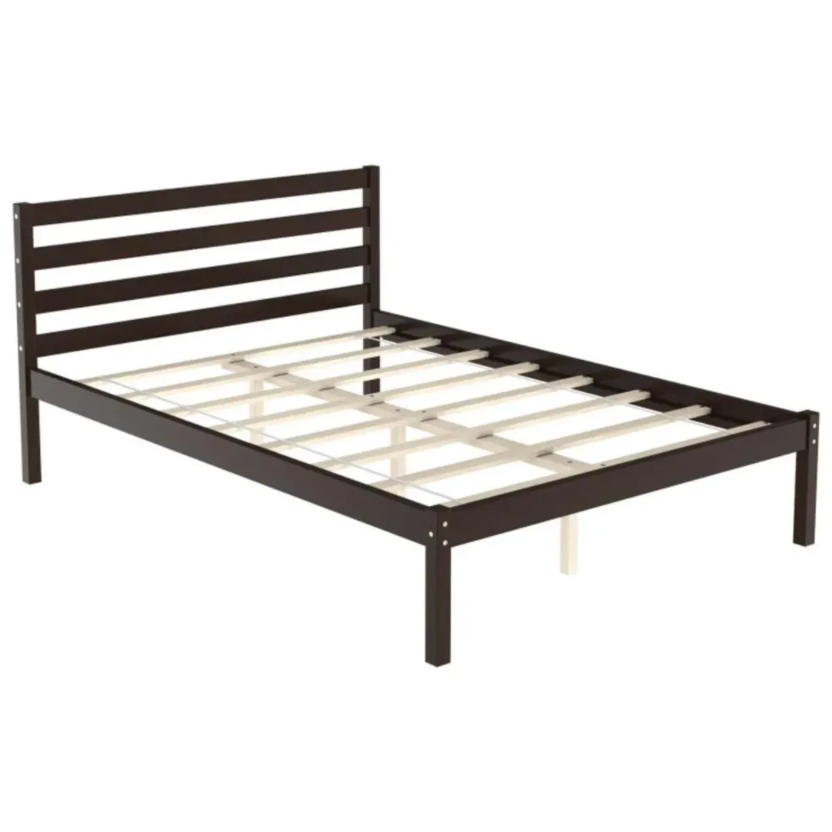 Hivvago Modern Bed Frame with Wooden Headboard and Plywood Slat Support