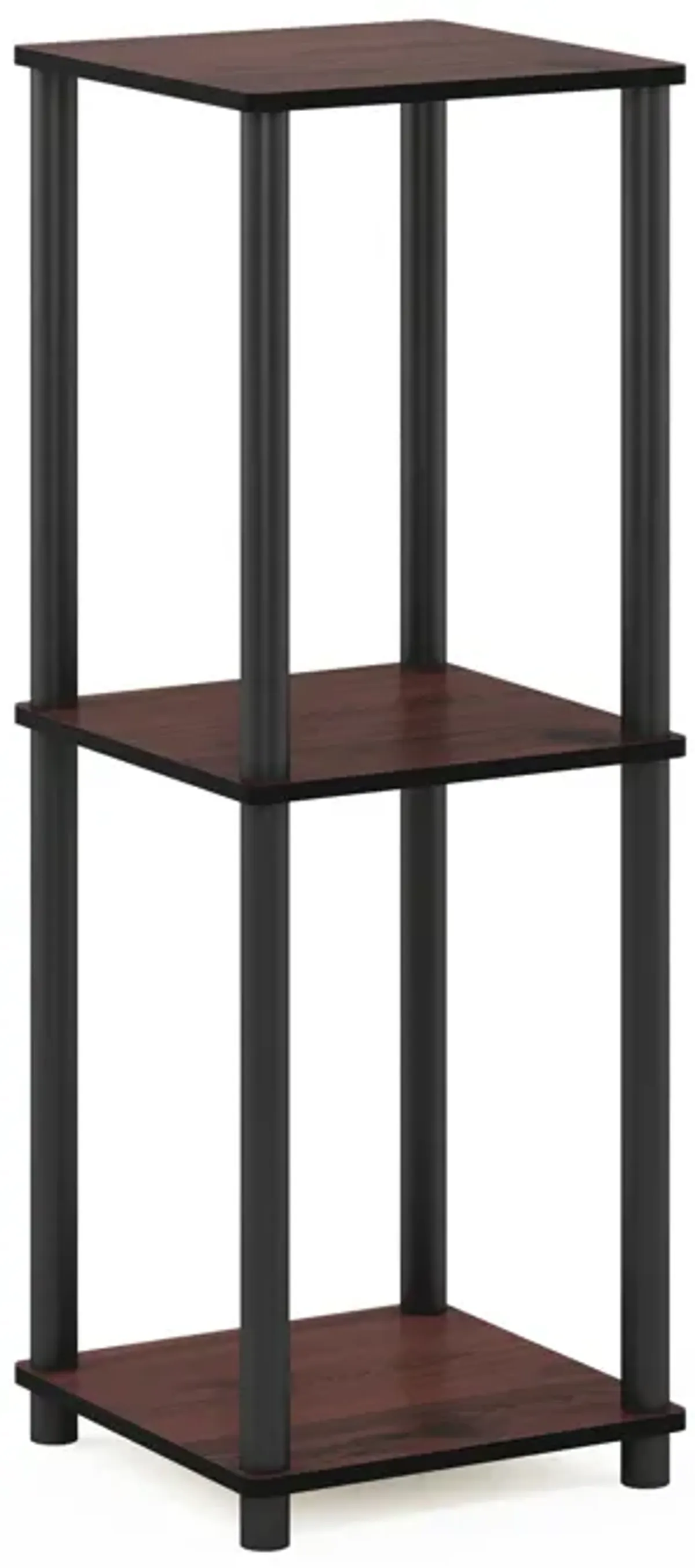 Furinno Turn-N-Tube End Table Corner Shelves, Set of 2, Dark Cherry/Black