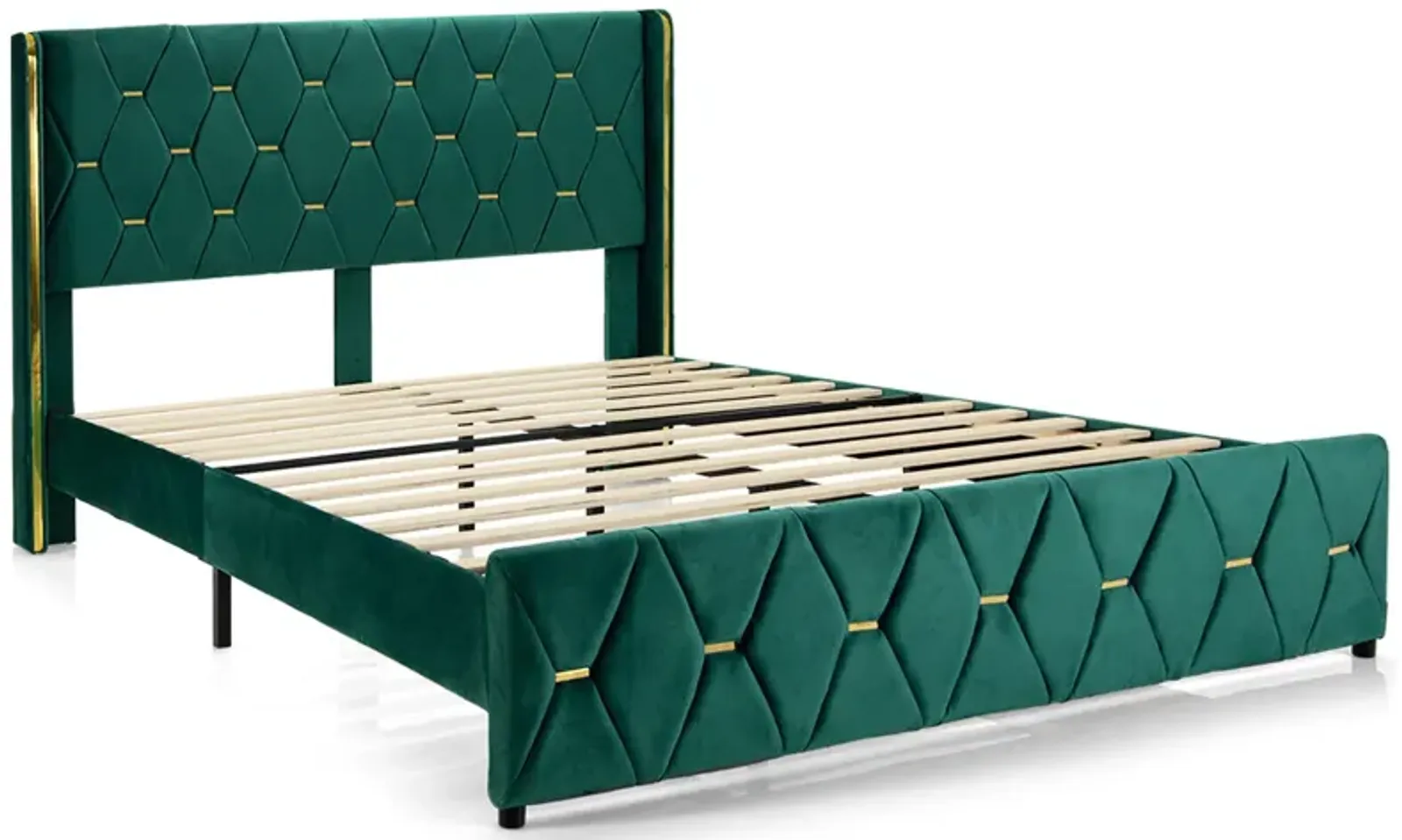 Queen/Full Size Upholstered Platform Bed Frame with Adjustable Headboard-Full Size