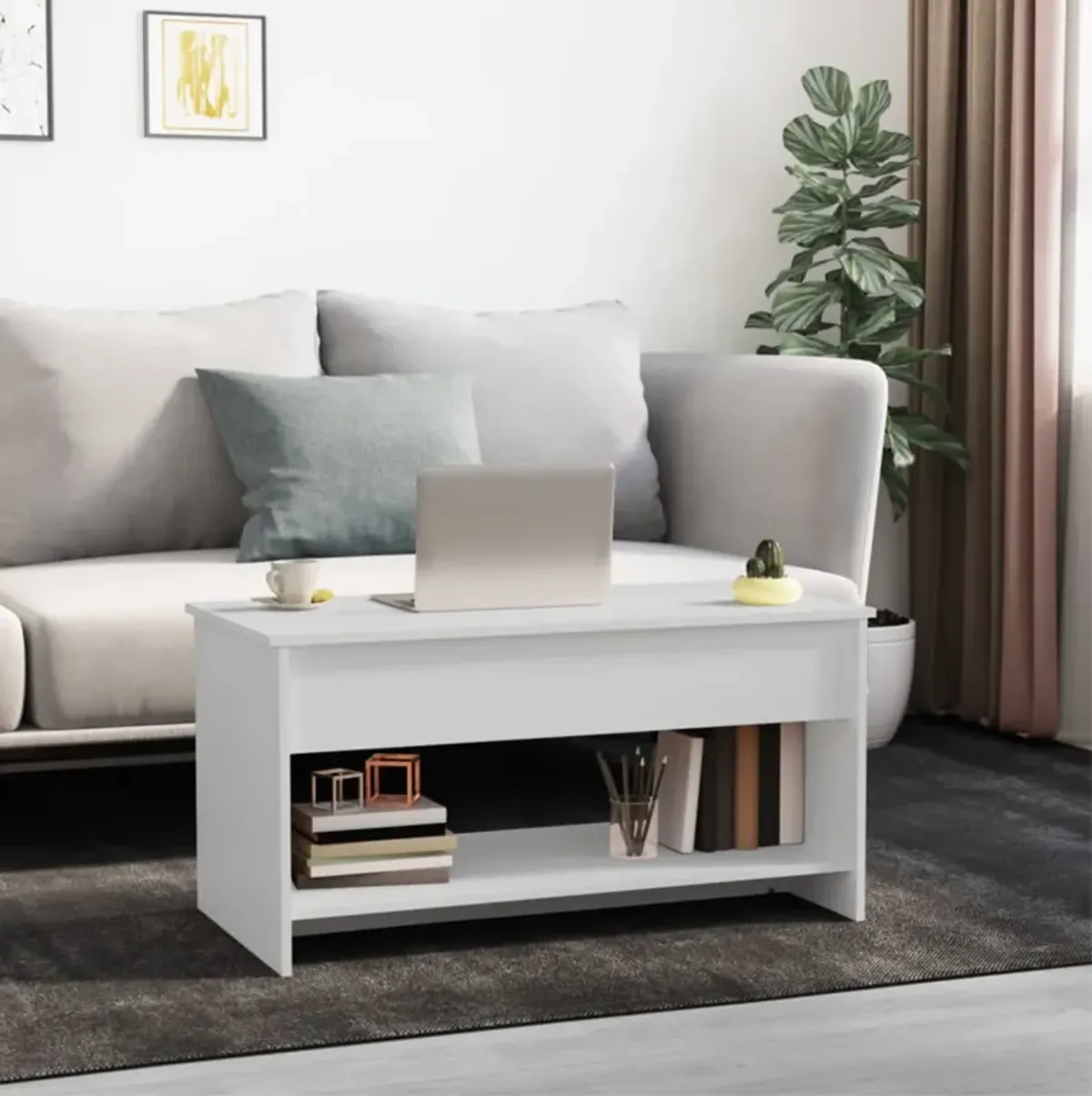 vidaXL Coffee Table White 40.2"x19.7"x20.7" Engineered Wood