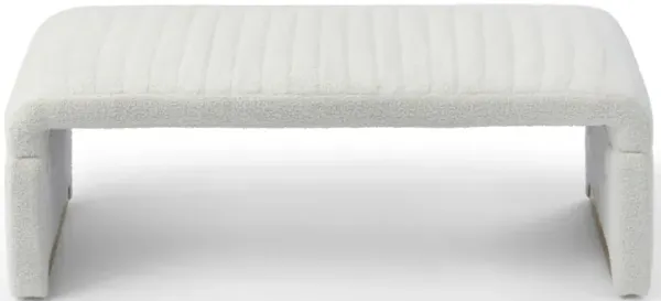 Modern Ottoman Bench, Sherpa Upholstered, Multi-Usefastcall, Stylish Ottoman Bench
