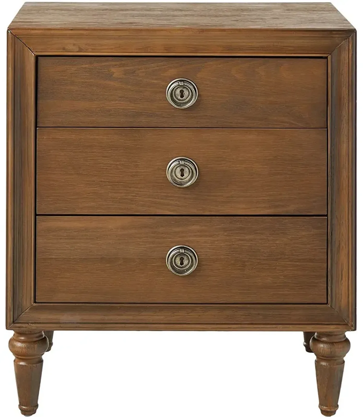 Traditional Style 3 Drawers Wood Nightstand By Inverness, Brown-Benzara