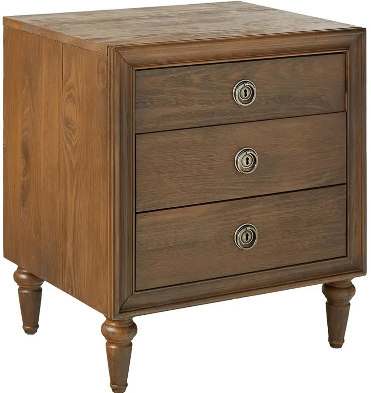 Traditional Style 3 Drawers Wood Nightstand By Inverness, Brown-Benzara