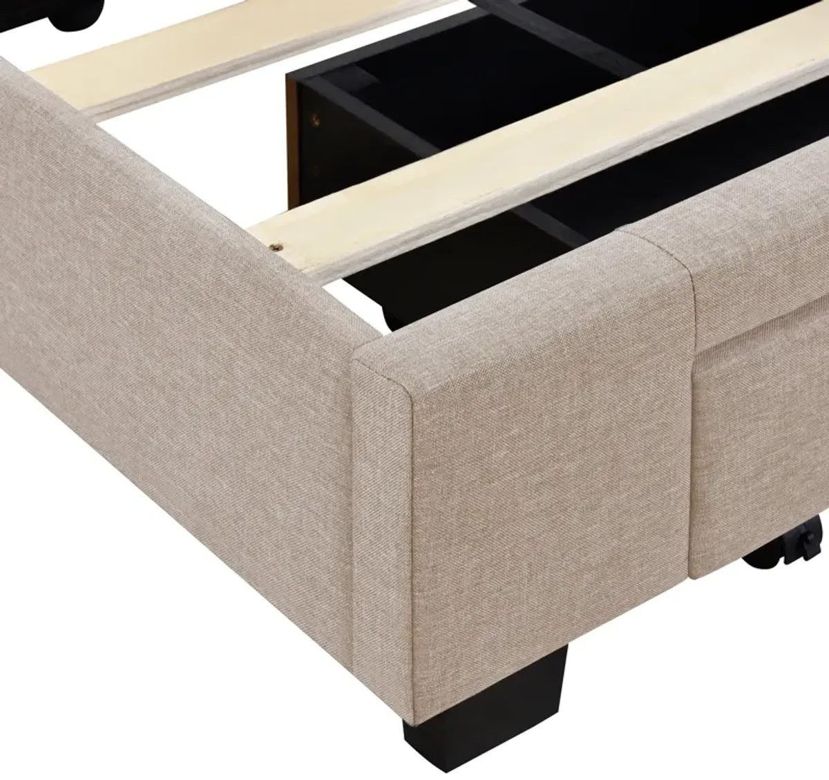 Merax Linen Upholstered Platform Bed with 3 Drawers