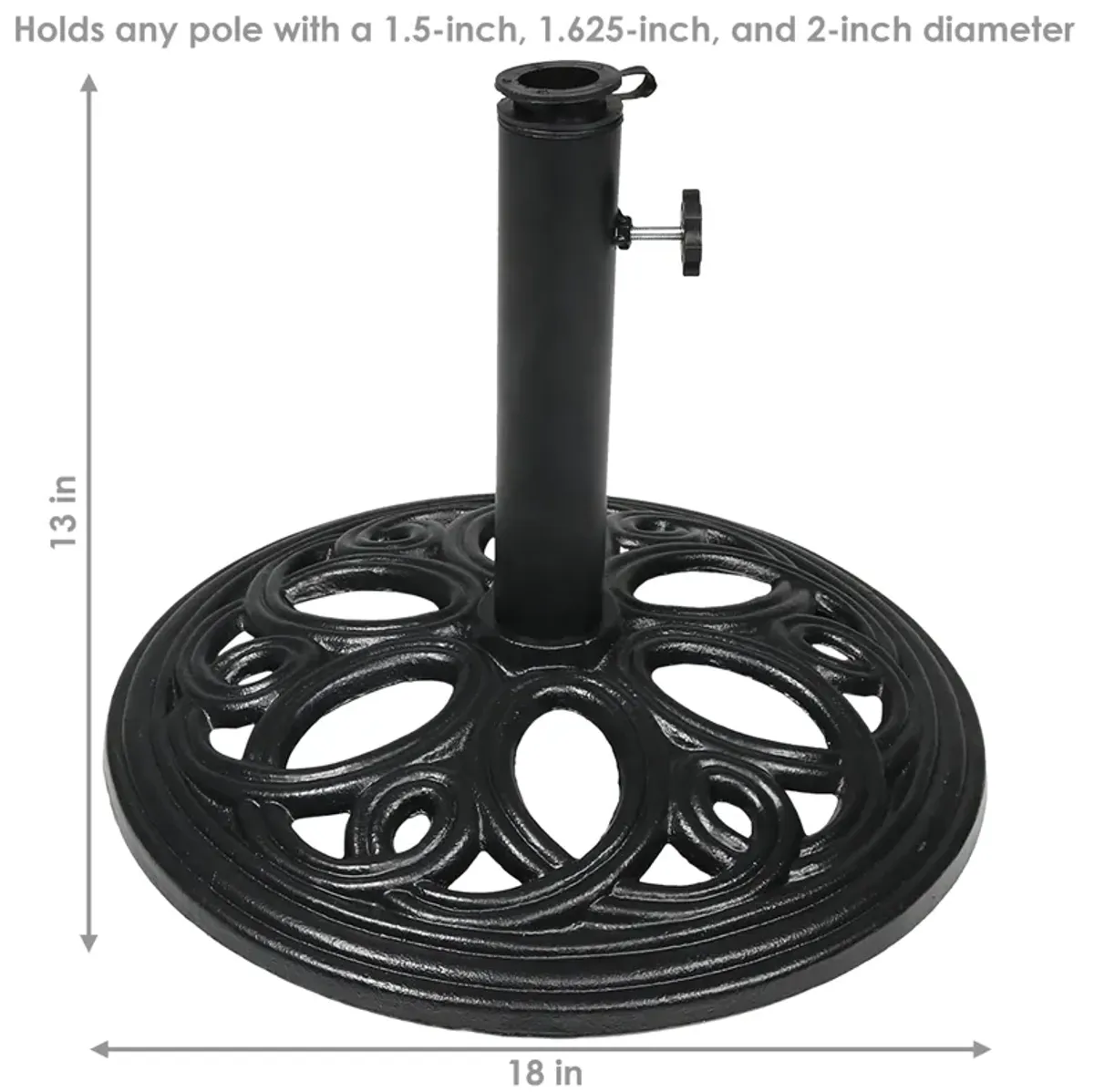 Sunnydaze 18 in Decorative Cast Iron Round Patio Umbrella Base - Black