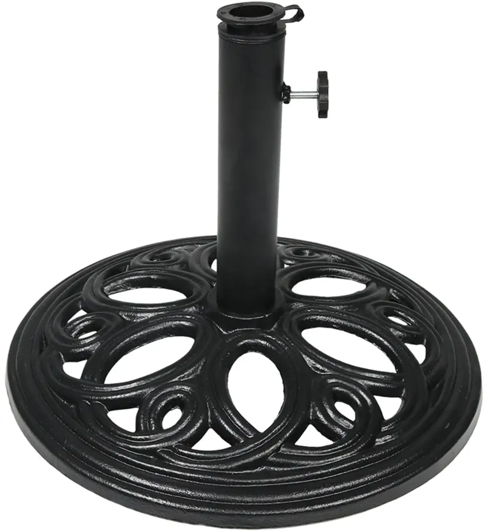 Sunnydaze 18 in Decorative Cast Iron Round Patio Umbrella Base - Black