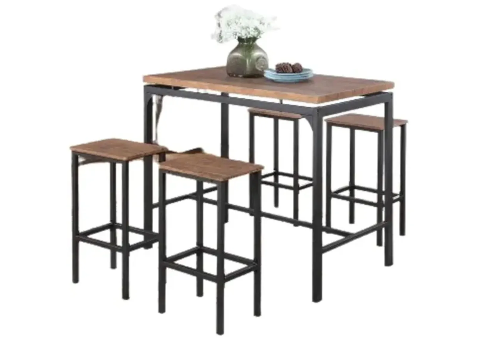 Santana 5-piece Pub Height Bar Table Set Weathered Chestnut and Black