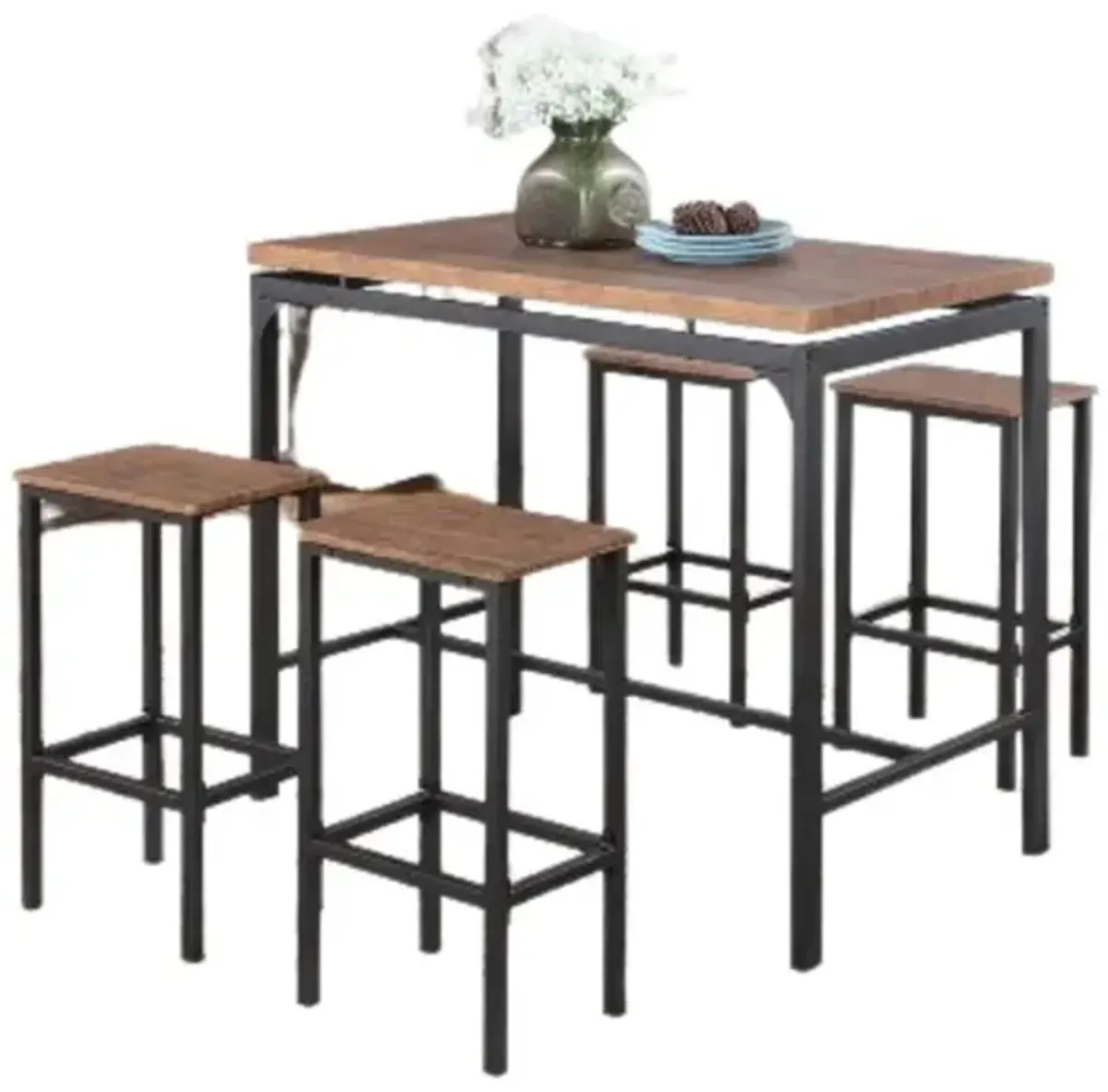 Santana 5-piece Pub Height Bar Table Set Weathered Chestnut and Black