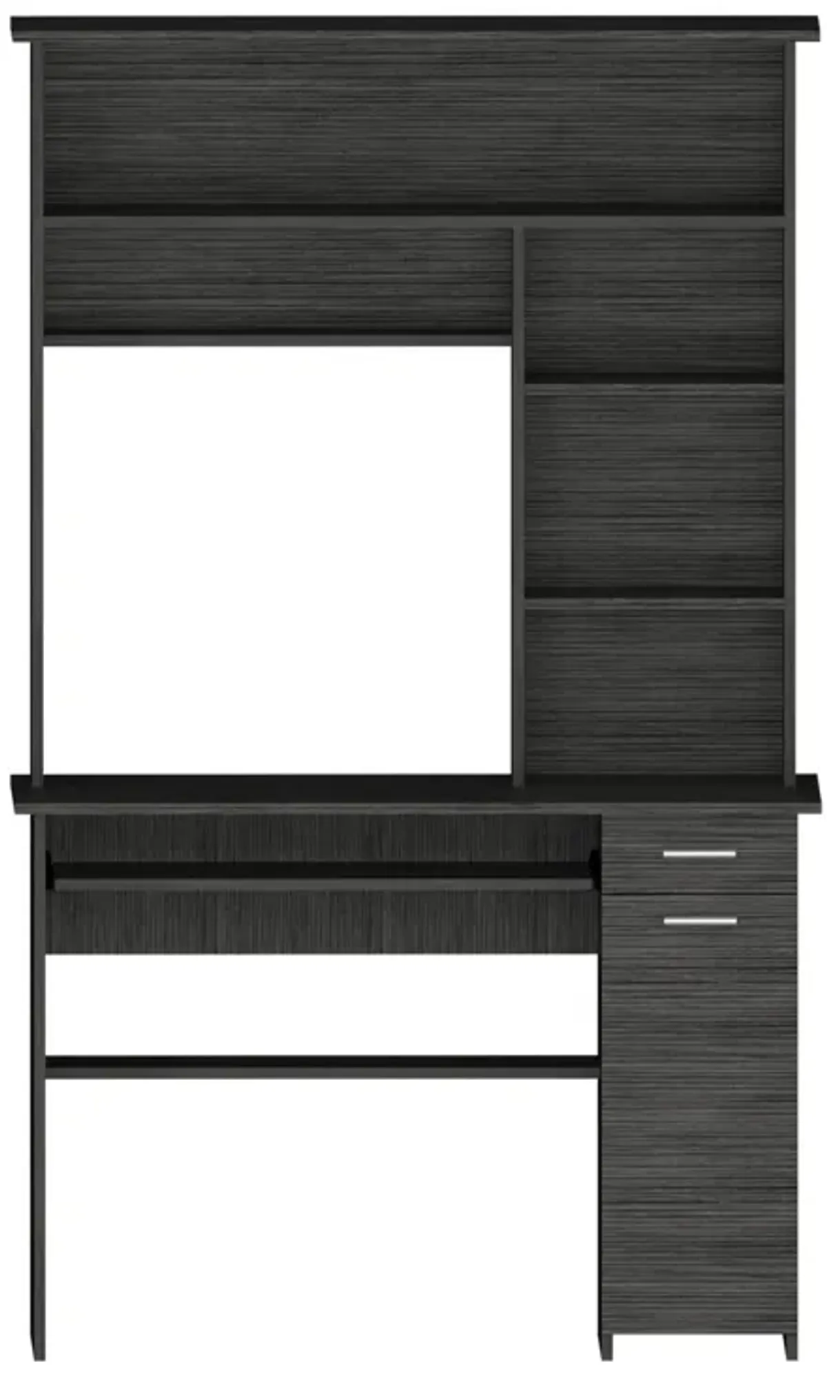 DEPOT E-SHOP Xalo 180 Compu Hutch Desk, Keyboard Tray, Door Panel For CPU, Multiple Shelves, One Drawer, Smokey Oak