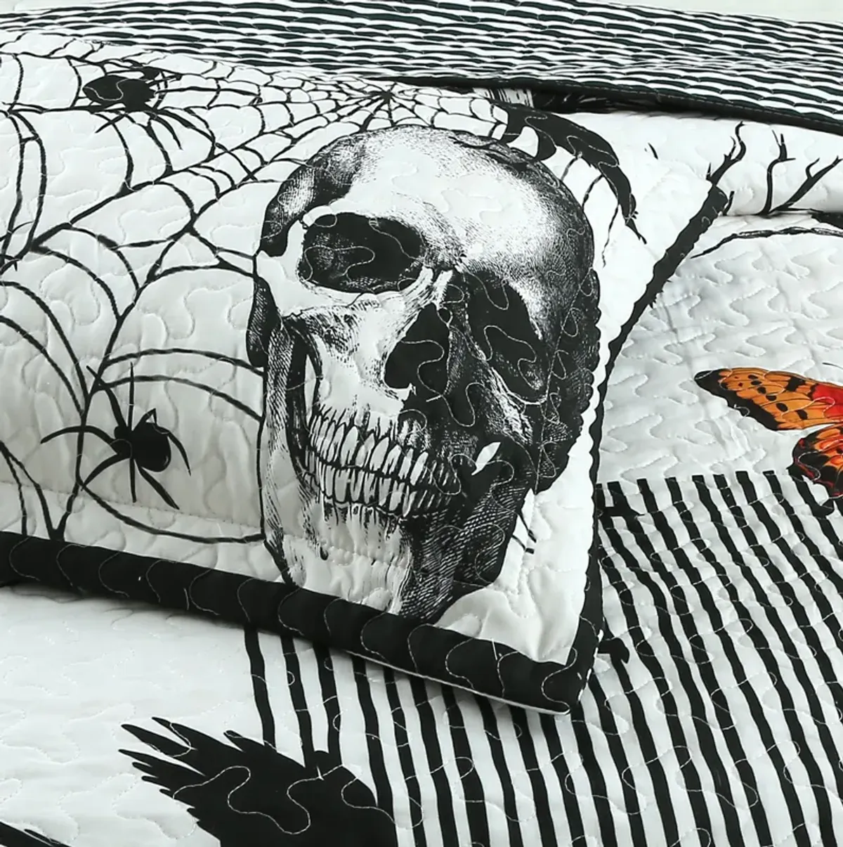 Marcielo 3 Pcs Halloween Themed Quilt Bedspread Set Queen