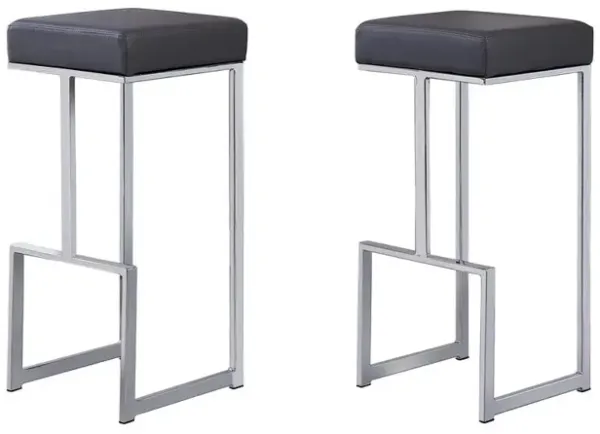 Dorrington Modern Faux Leather Backless Bar Stool in Gray/Silver (Set of 2)