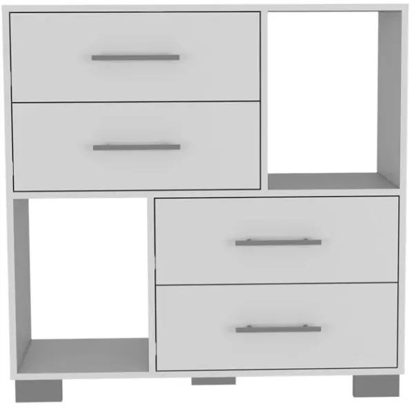 DEPOT E-SHOP Fountain Dresser, Two Open Shelves, Four Drawers, White