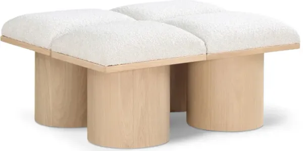 Meridian Furniture Pavilion Cream Boucle Fabric Bench