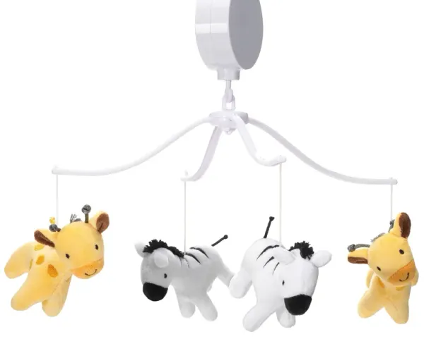 Bedtime Originals Mighty Jungle Animals Giraffe/Zebra Musical Baby Crib Mobile