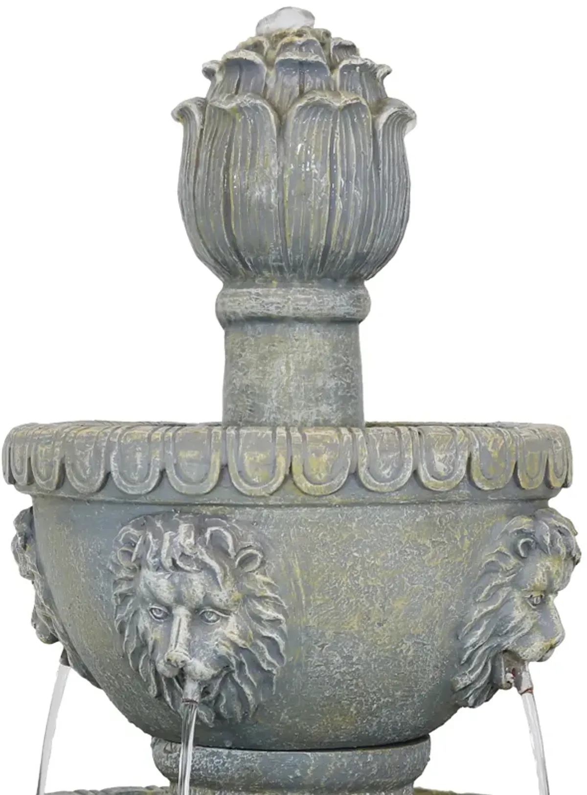 Sunnydaze Lion Head Fiberglass Outdoor 4-Tier Water Fountain