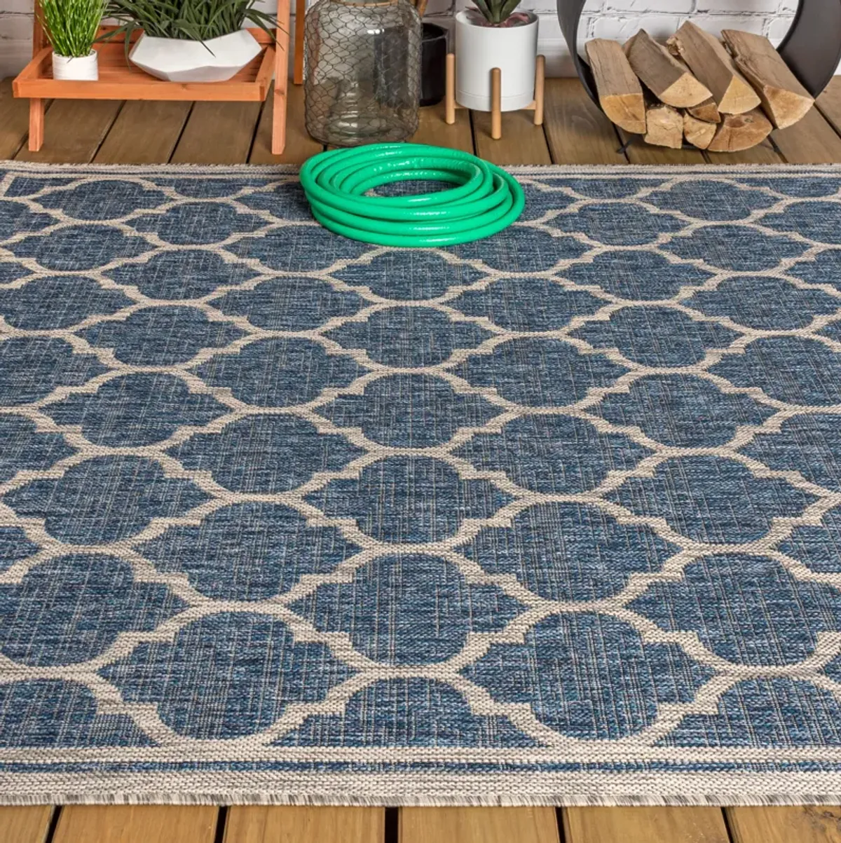 Trebol Moroccan Trellis Textured Weave Indoor/Outdoor Area Rug