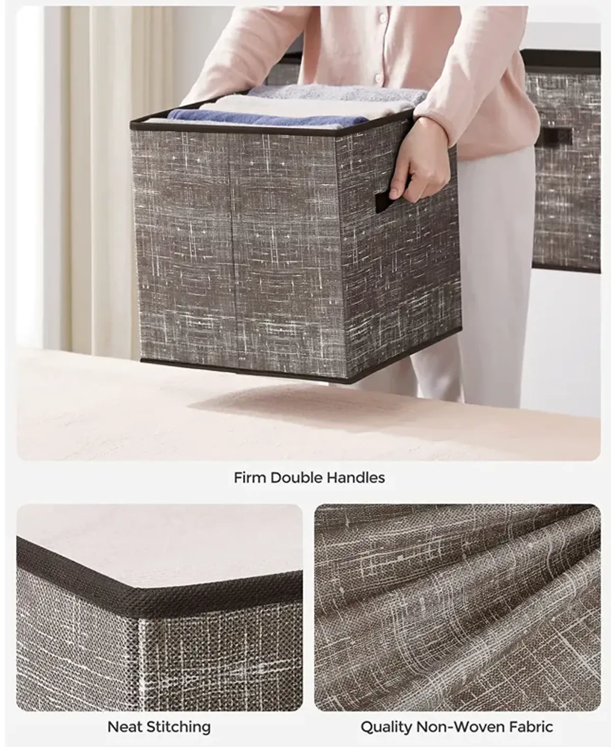 Non-Woven Fabric Storage Cubes with Double Handles