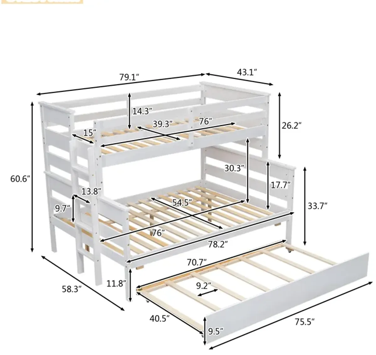 Merax Modern Bunk Bed with Trundle