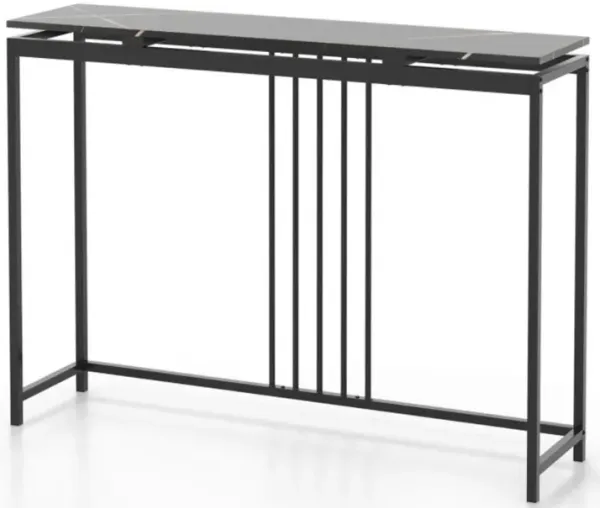Hivvago Console Table Narrow Entryway Table with Faux Marble Tabletop