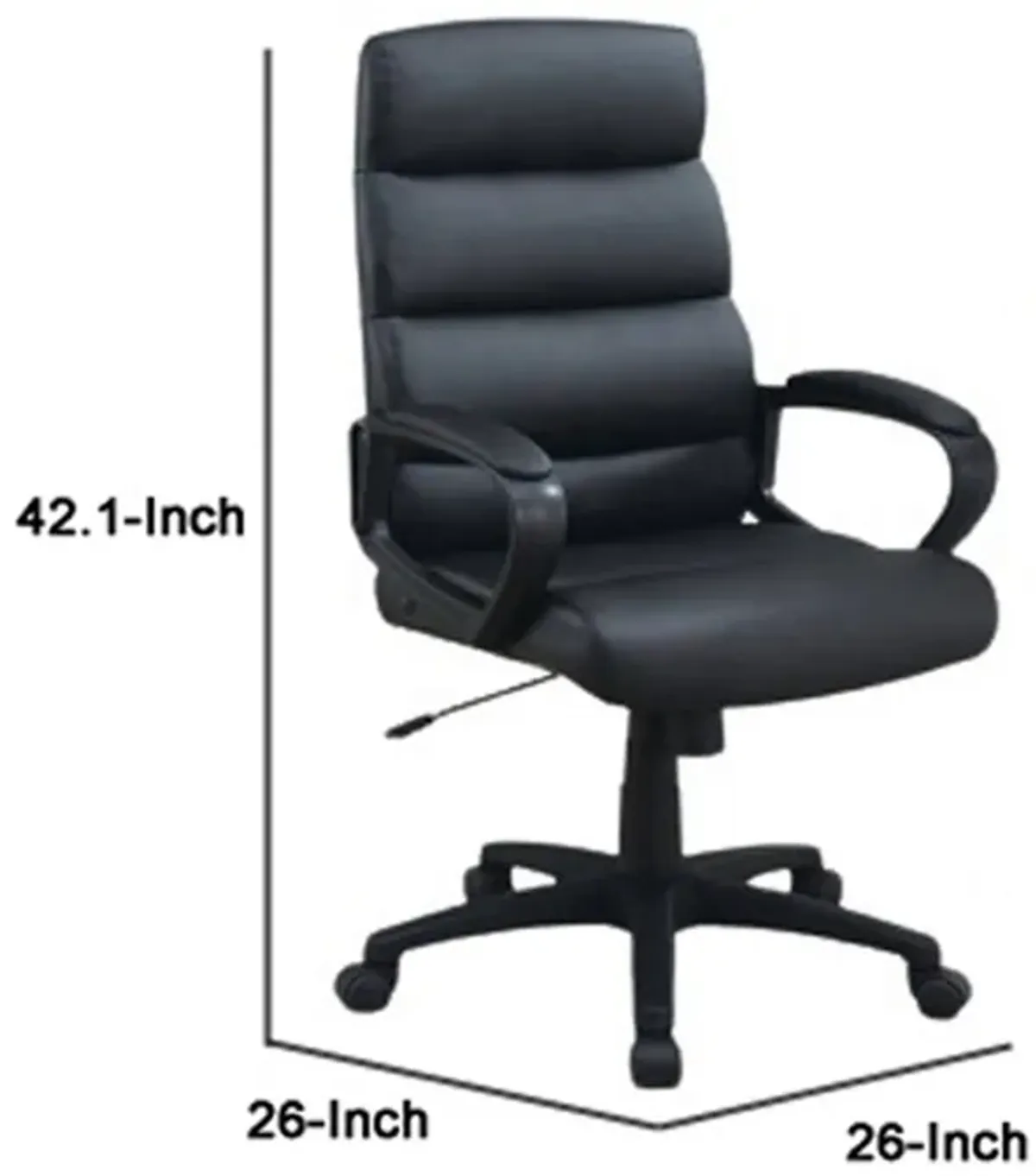 Office Chair with Horizontally Tufted Padded Back, Black-Benzara