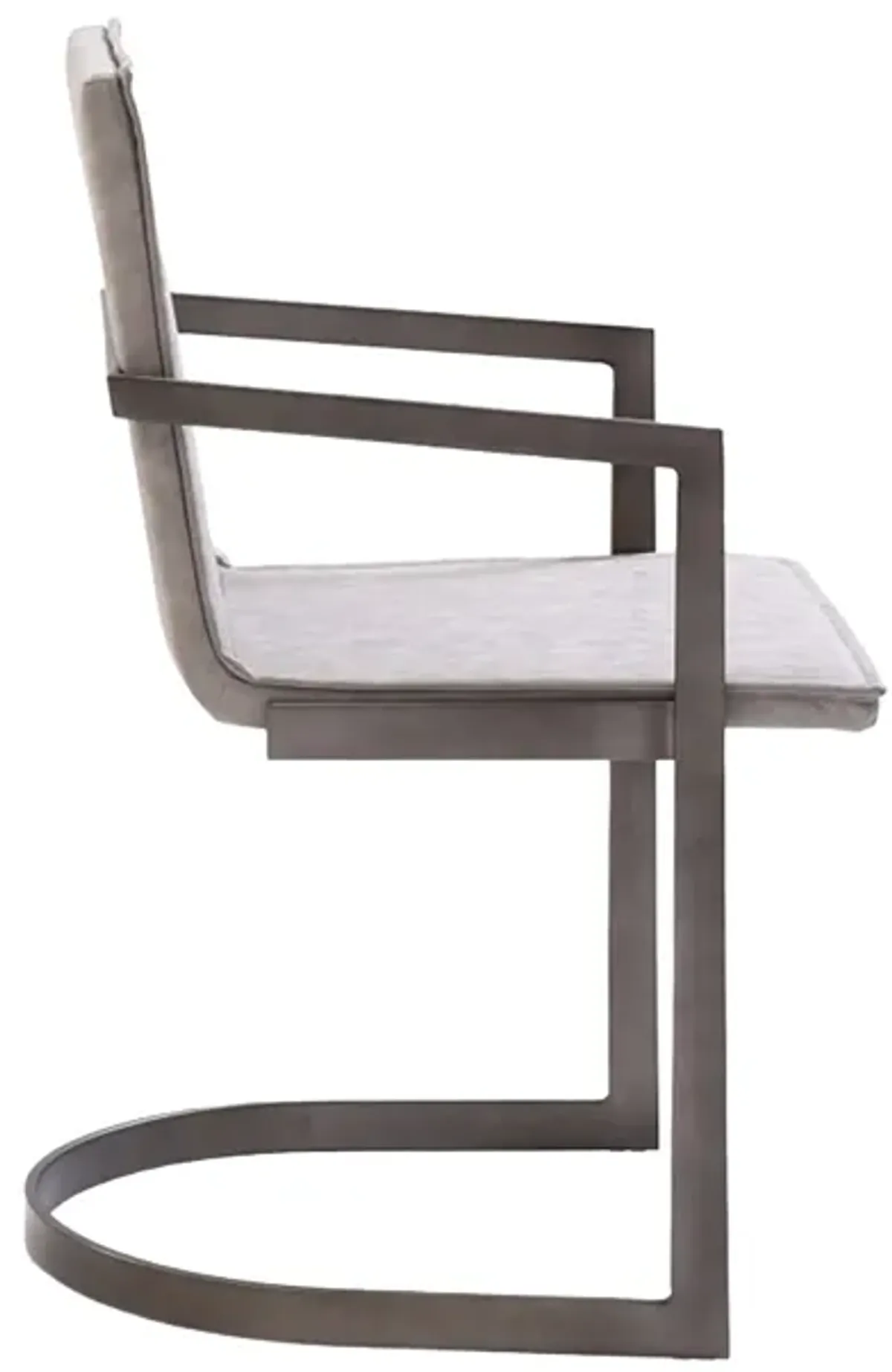 Jegy Dining Chair, Padded Washed Gray Faux Leather, Cantilever Base - Benzara