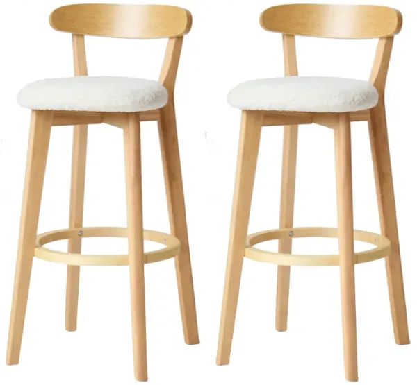 Set of 2 Scandinavian Solid Wood Bar Stools