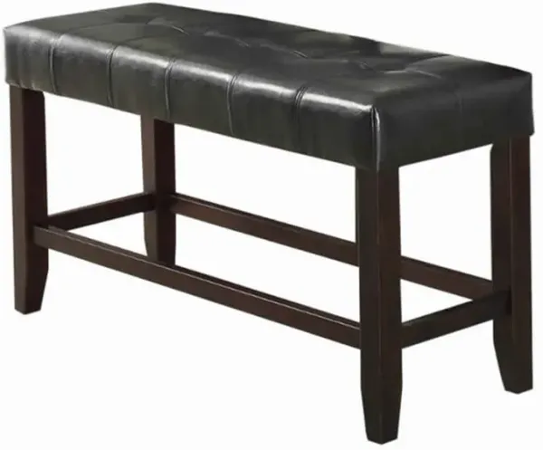Wood Based High Bench With Tufted Seat Black and Brown-Benzara