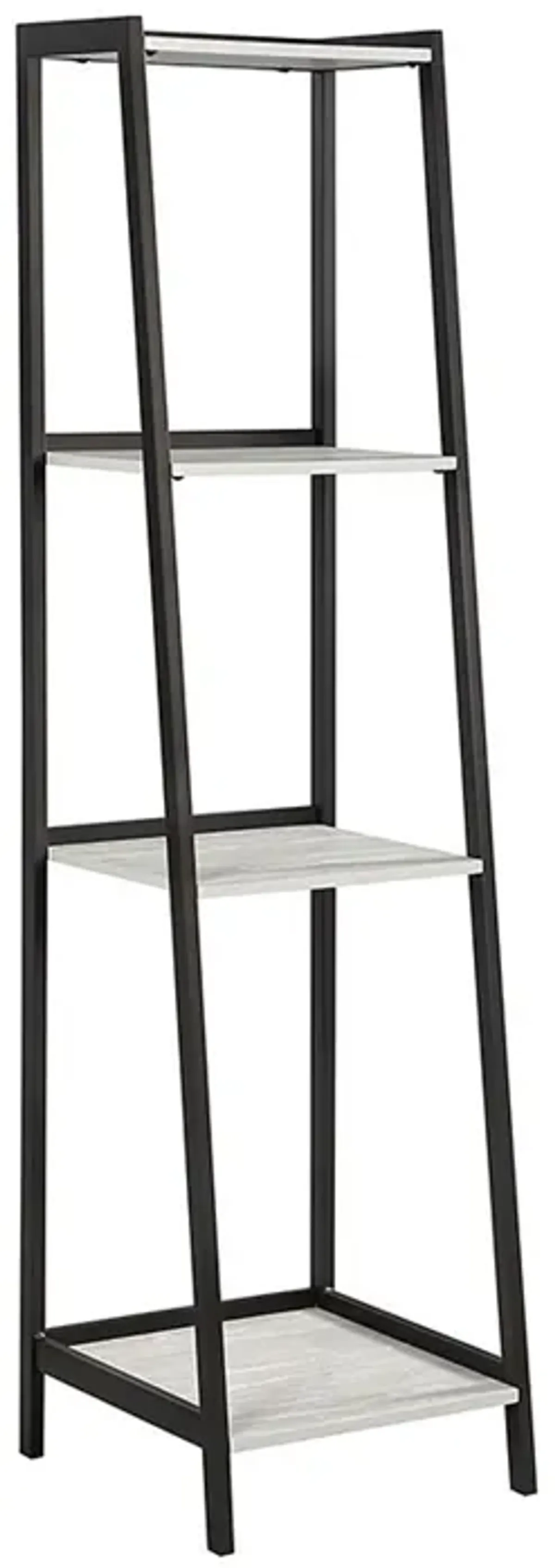 Api 69 Inch 3 Piece Ladder Desk Set, 1 Drawer, 7 Shelves, Gray, Black - Benzara