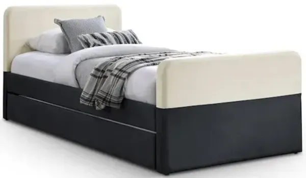 Meridian Furniture Ivy Black & Cream Velvet Twin Trundle/Storage Bed