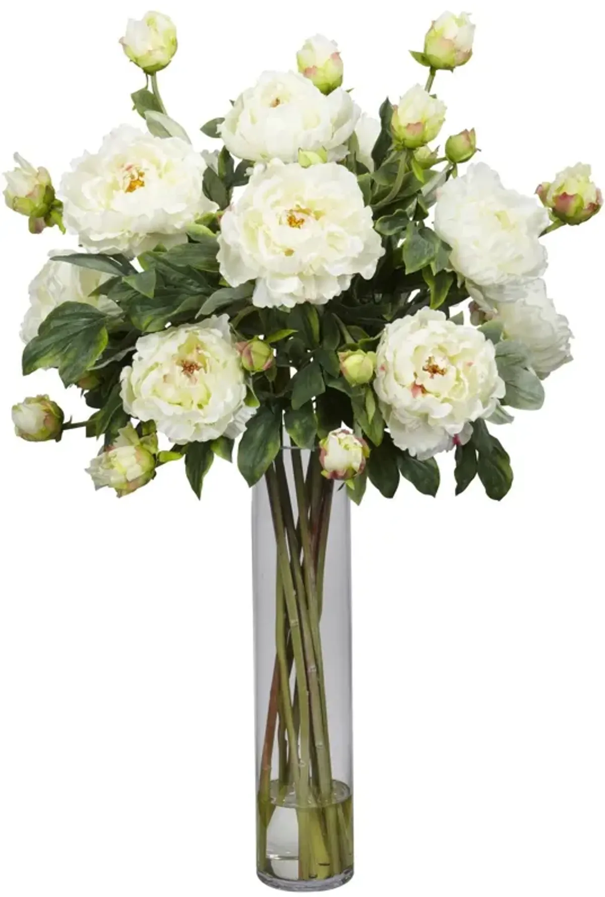 Nearly Natural Large Peony w/Cylinder White