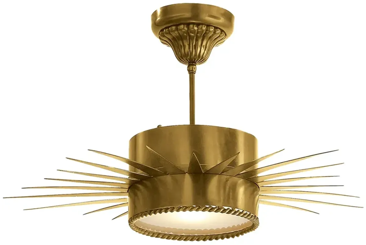 Soleil Medium Semi-Flush in Antique Brass