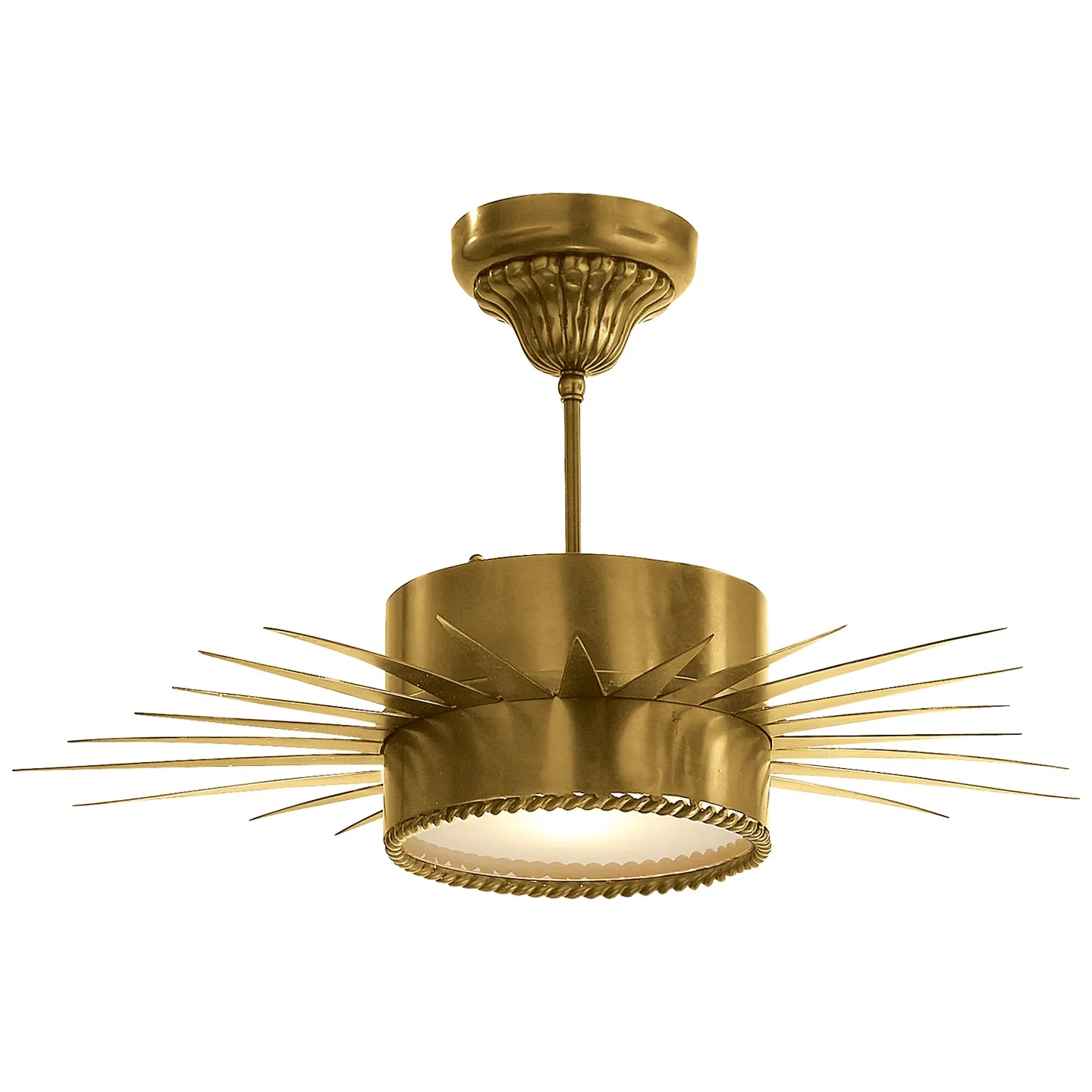 Soleil Medium Semi-Flush in Antique Brass