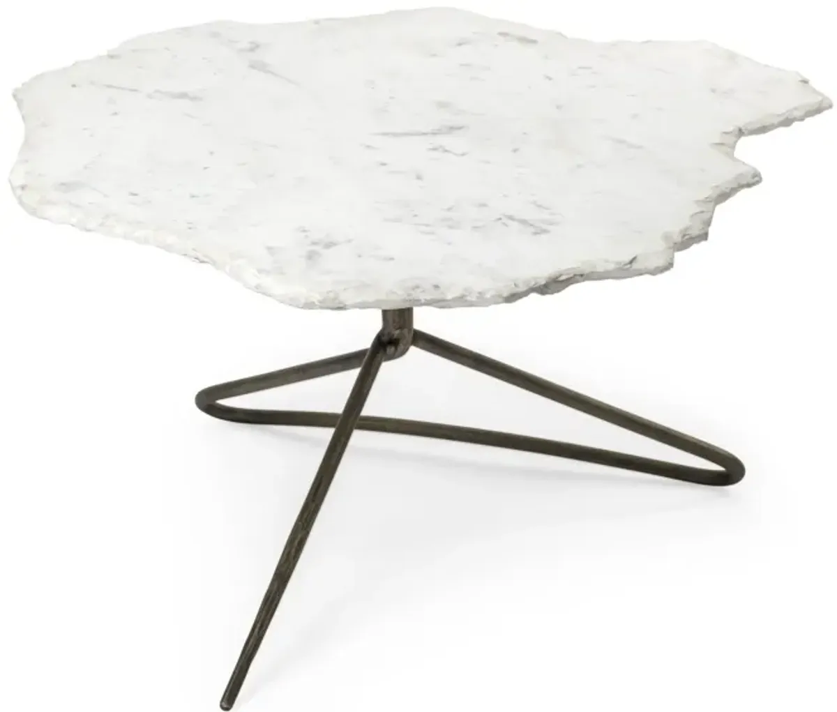 Irregular White Marble Top And Gold Metal Base Coffee Table