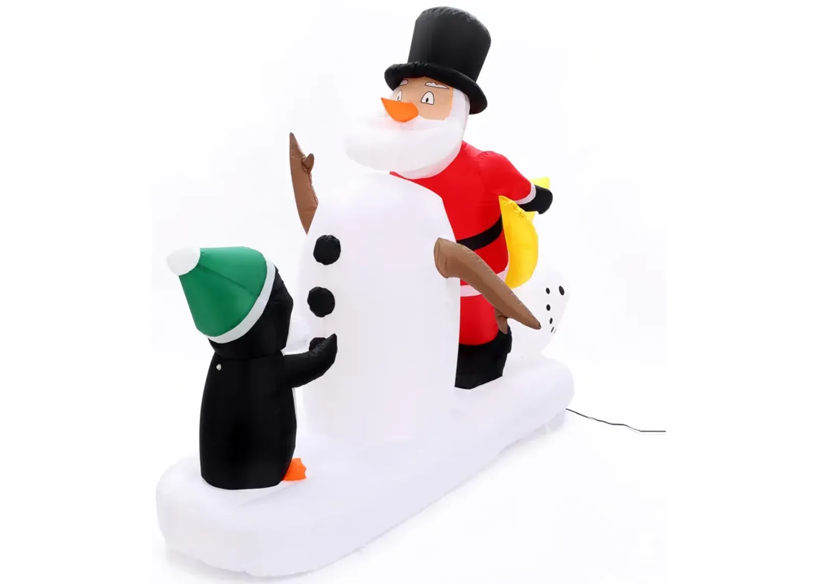 LuxenHome 6Ft Santa Snowman and Penguin Inflatable with LED Lights