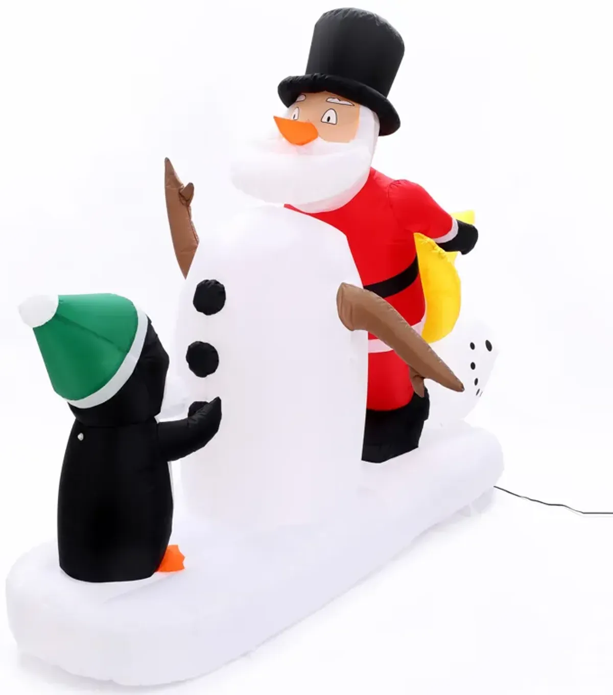 LuxenHome 6Ft Santa Snowman and Penguin Inflatable with LED Lights