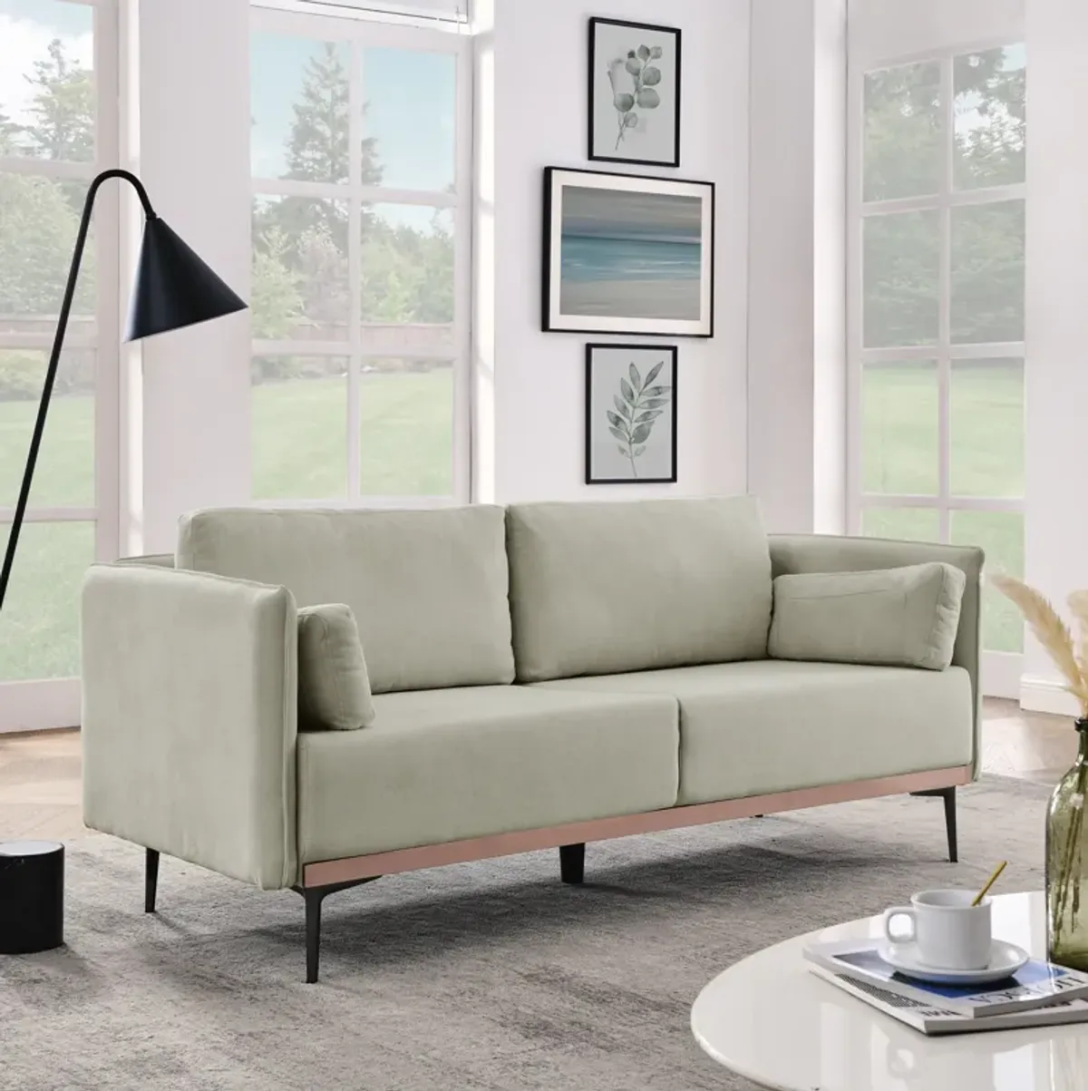 Merax Simple Style 3-Seat Linen Fabric Sofa Couch