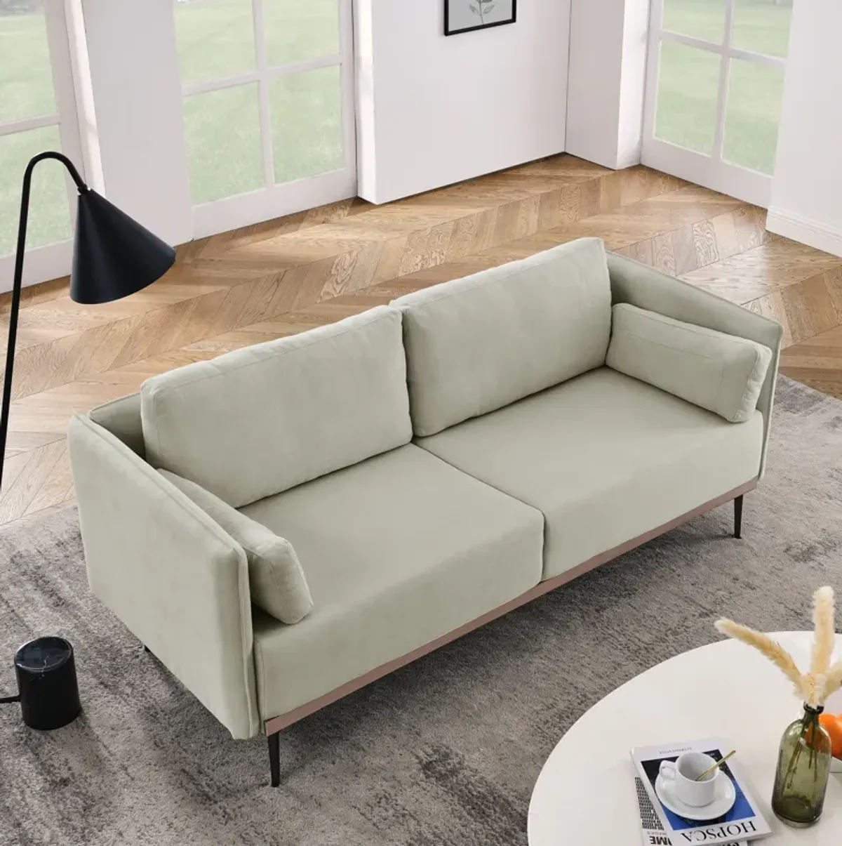 Merax Simple Style 3-Seat Linen Fabric Sofa Couch