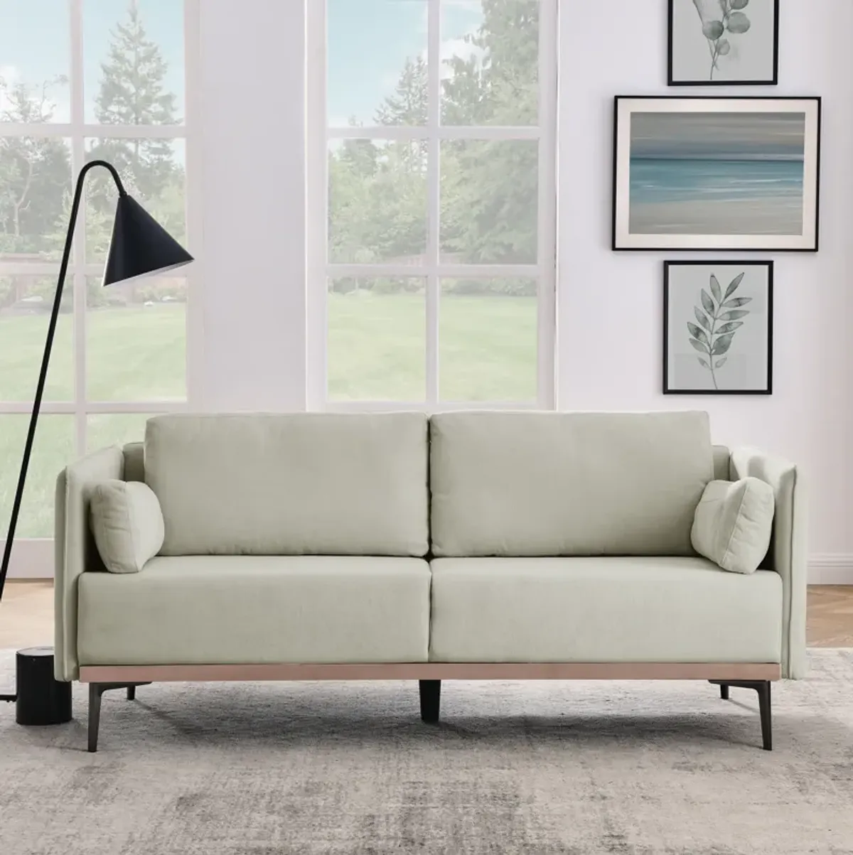 Merax Simple Style 3-Seat Linen Fabric Sofa Couch