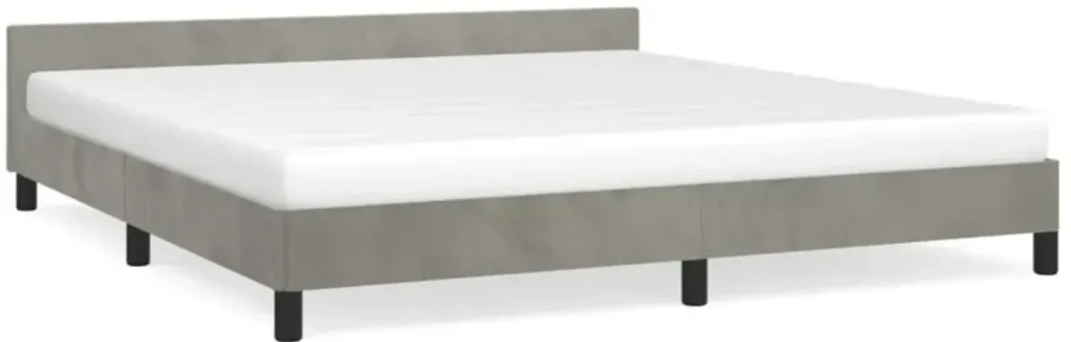 vidaXL Bed Frame with Headboard Light Gray 72"x83.9" California King Velvet