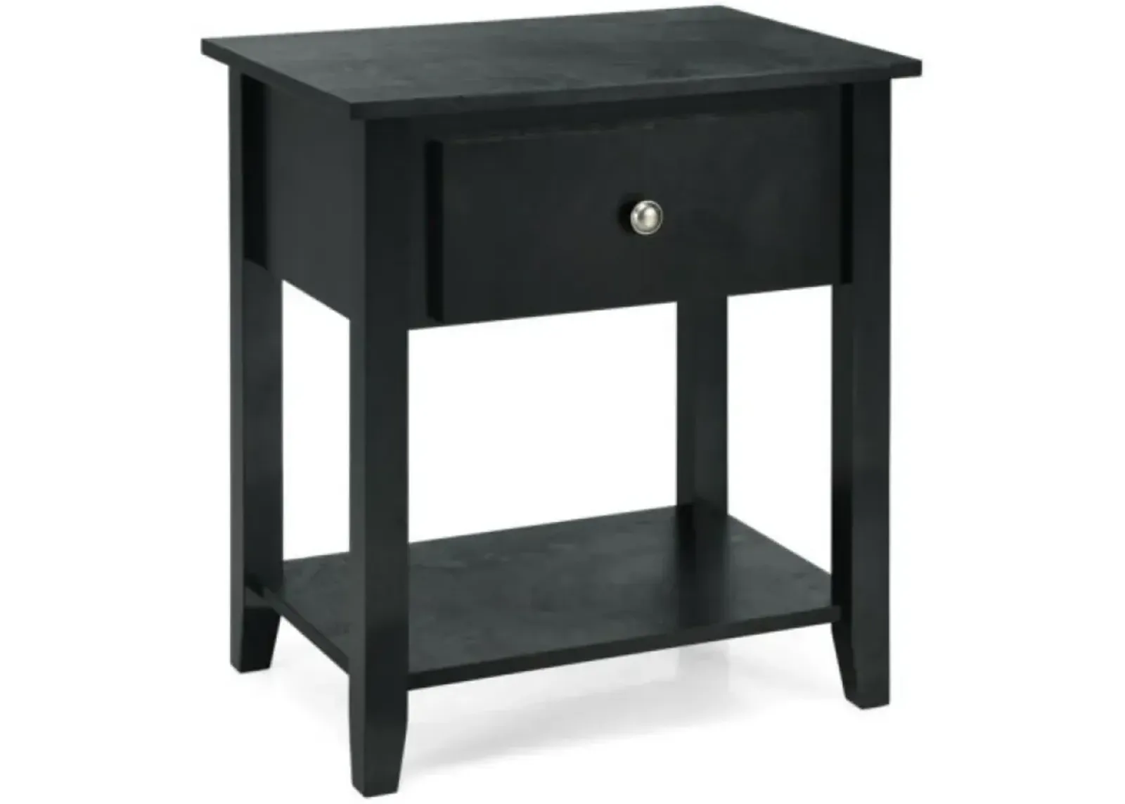 Nightstand with Drawer and Storage Shelf for Bedroom Living Room