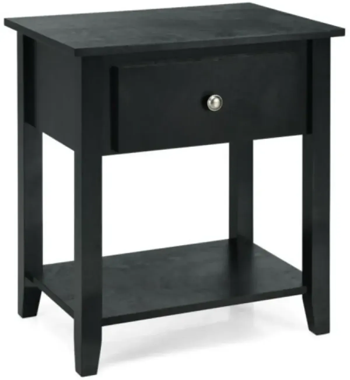 Nightstand with Drawer and Storage Shelf for Bedroom Living Room