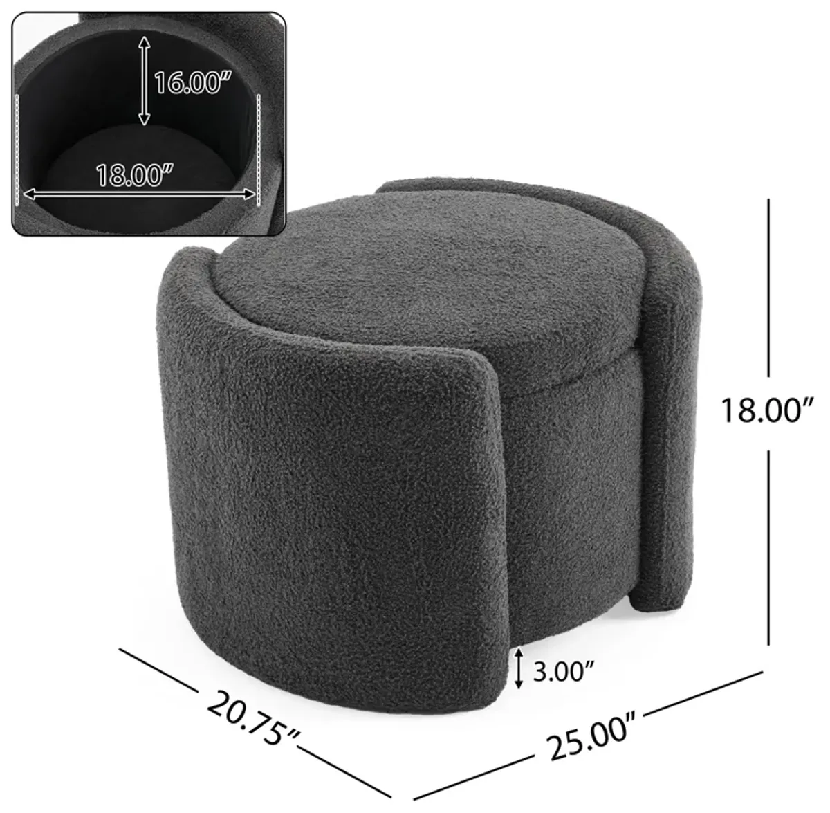 Merax Cozy Boucle Storage Ottoman